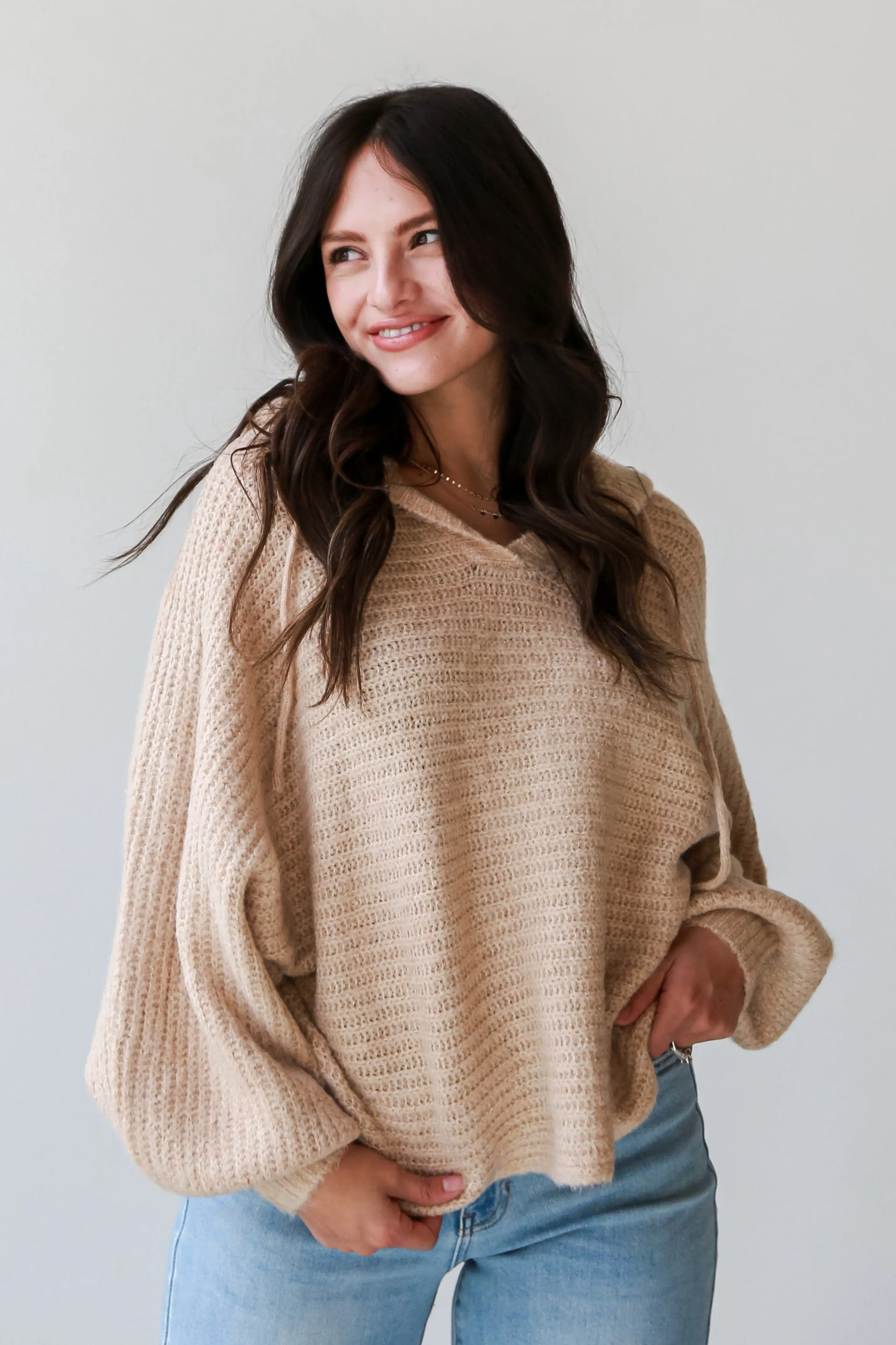 FINAL SALE - Have Your Fun Taupe Hooded Sweater