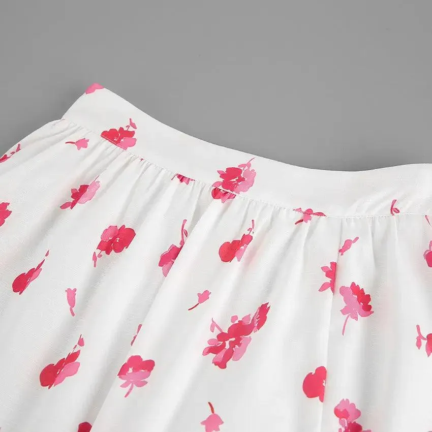 Floral High Waist Split Skirt