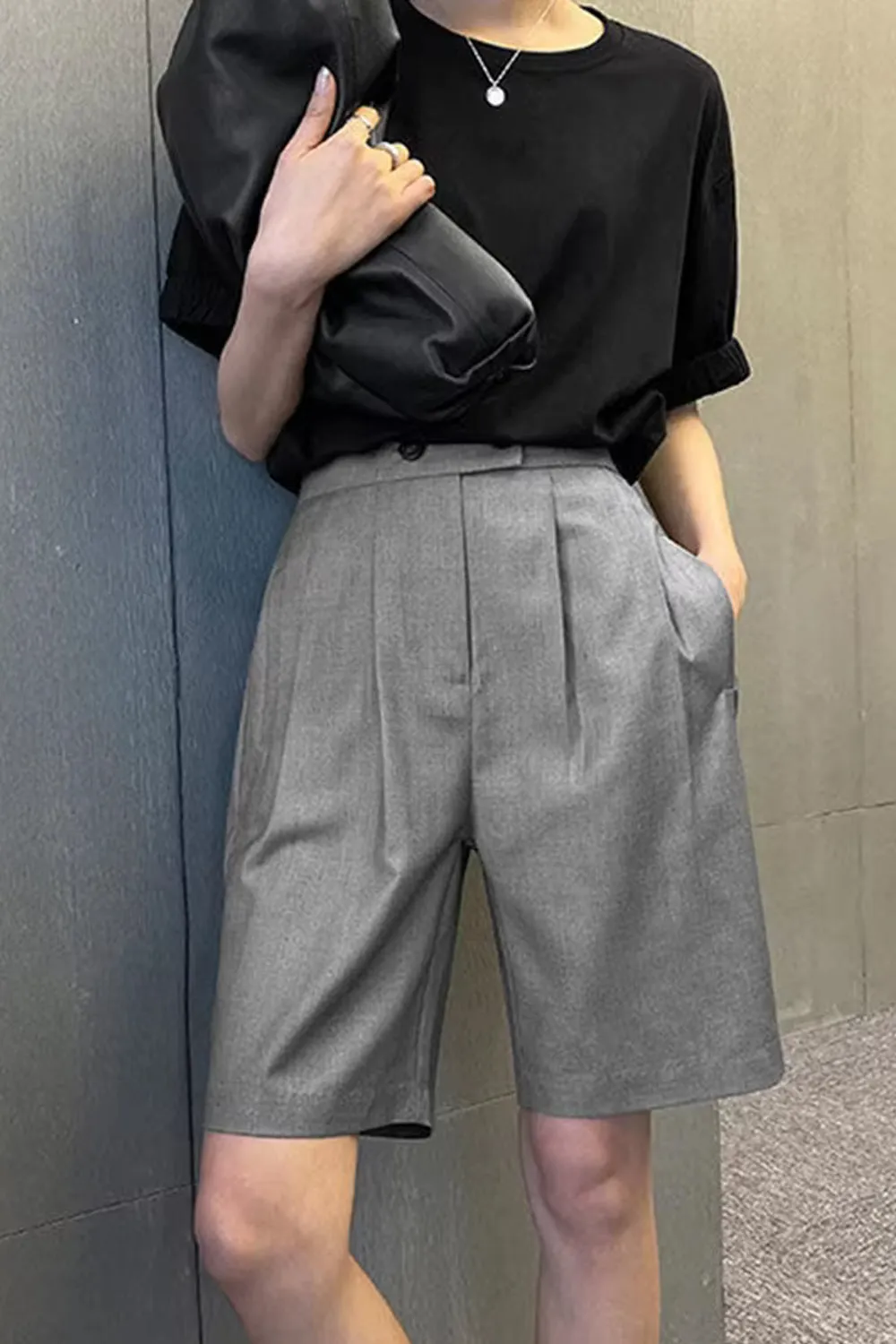 Flytonn-cute winter outfits casual winter outfits christmas outfit party look inspos High Waist Loose Straight Office Shorts Pants