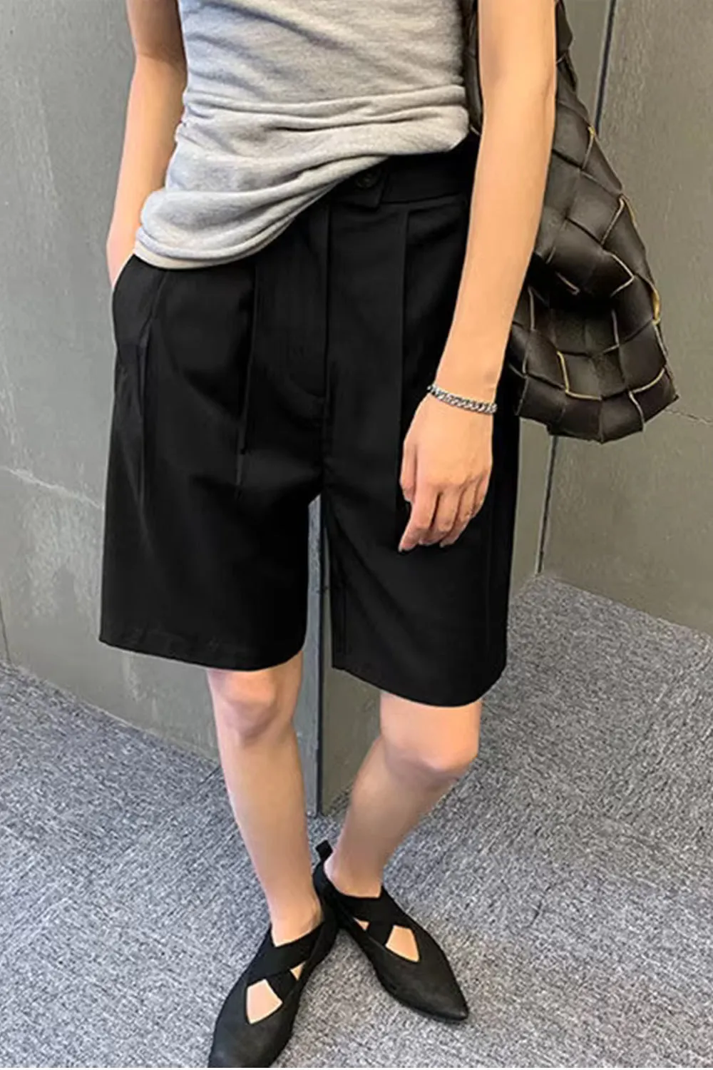 Flytonn-cute winter outfits casual winter outfits christmas outfit party look inspos High Waist Loose Straight Office Shorts Pants