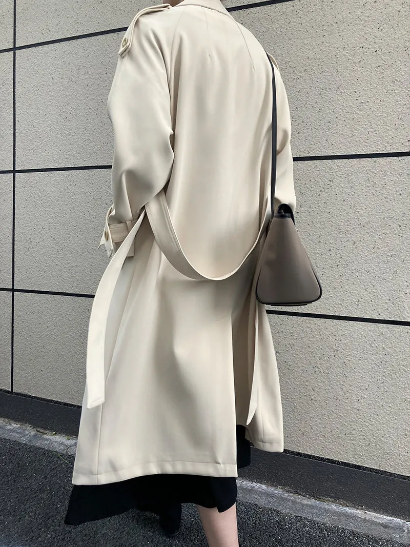 Flytonn-Fall Outfits Women Outwear Streetwear -women's outerwear women's coat Drapey British style loose mid-length trench coat