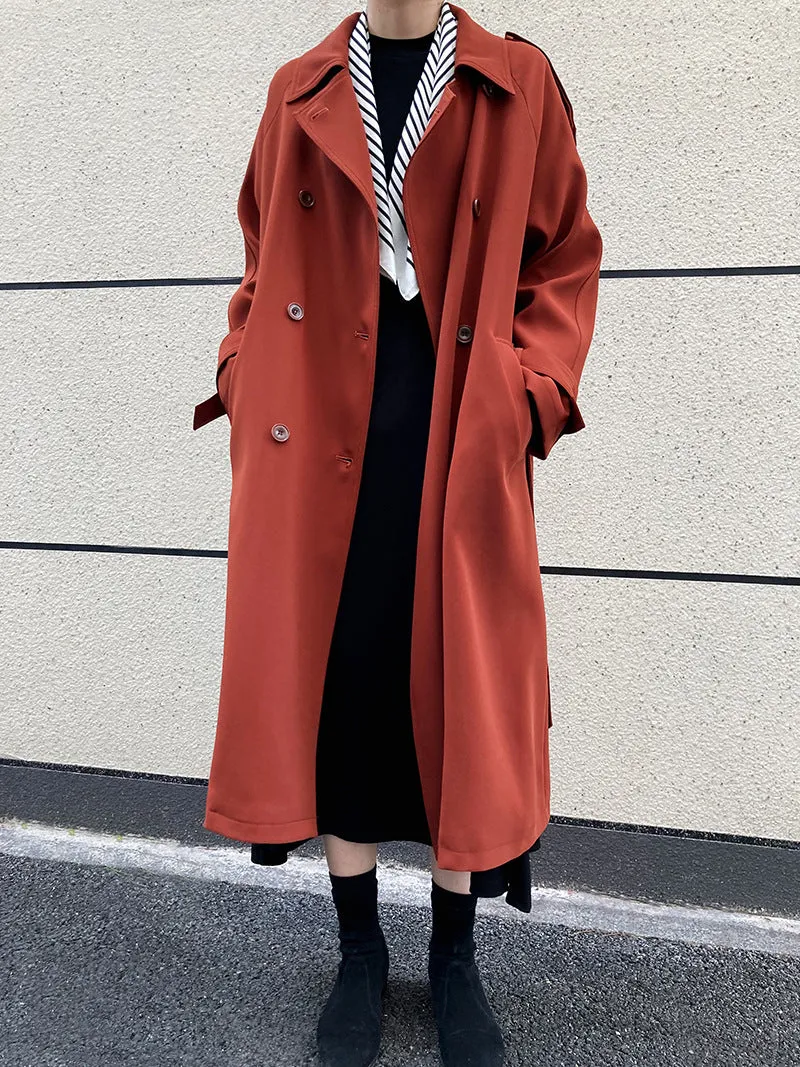 Flytonn-Fall Outfits Women Outwear Streetwear -women's outerwear women's coat Drapey British style loose mid-length trench coat