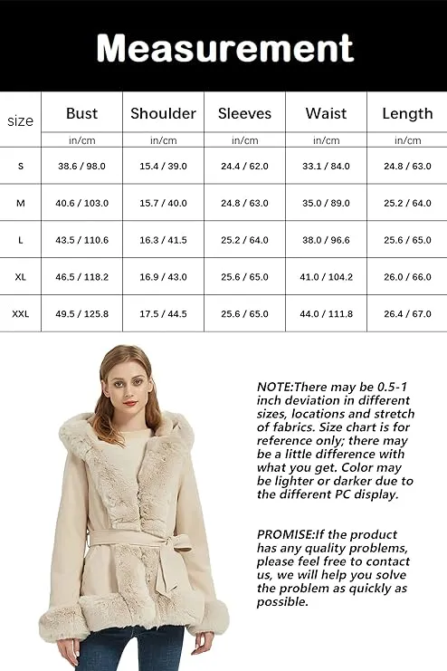 Giolshon Women's Trench Coat Faux Suede Jacket Hooded Overcoat