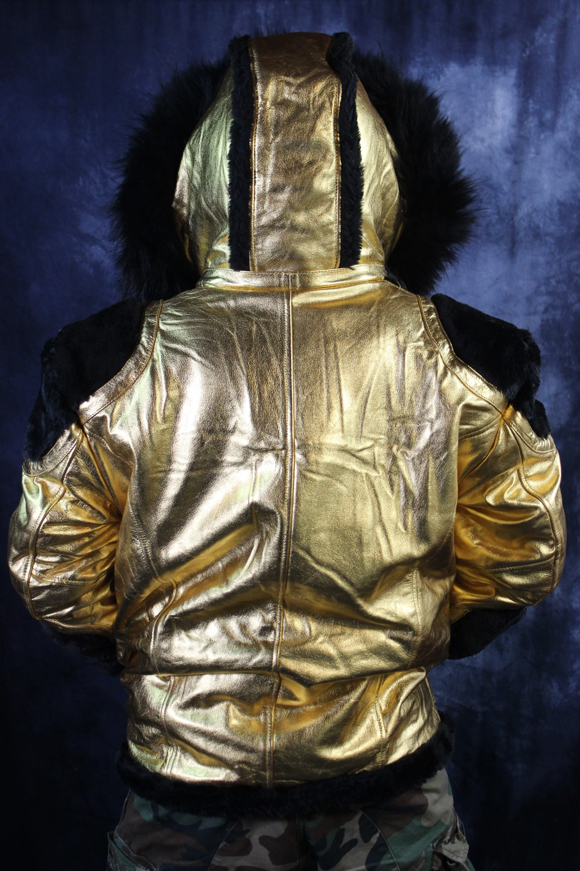 Gold Leather and Fur Jacket by Otter and The Fox