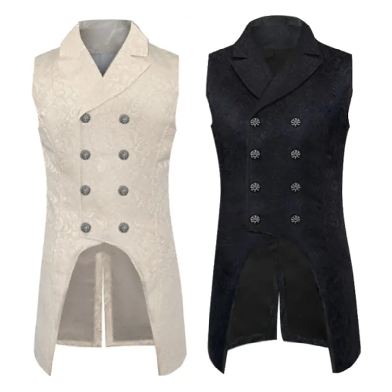 Gothic Steampunk Tuxedo Double Breasted Waistcoat Tailcoat