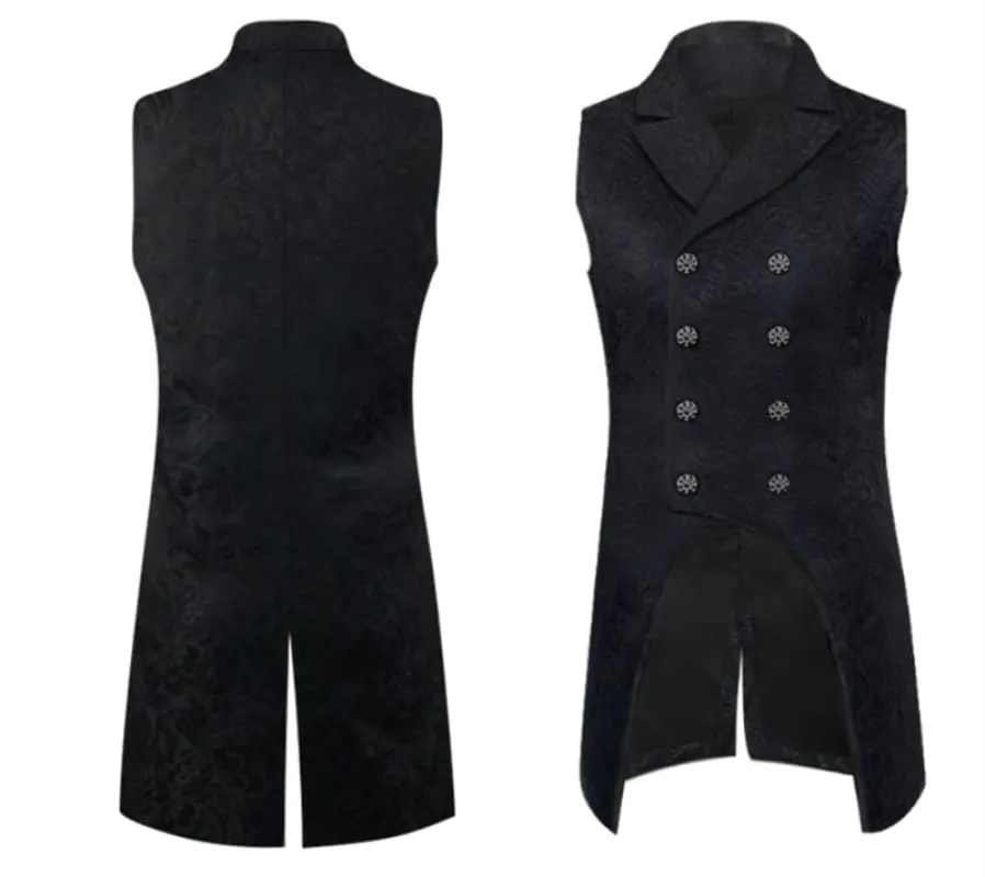 Gothic Steampunk Tuxedo Double Breasted Waistcoat Tailcoat