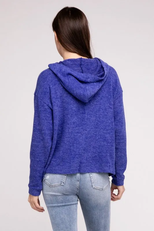 Hooded Brushed Melange Hacci Sweater