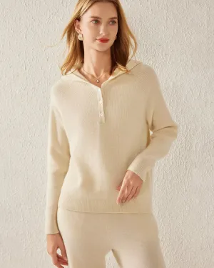 Hooded V Neck Cashmere Sweater