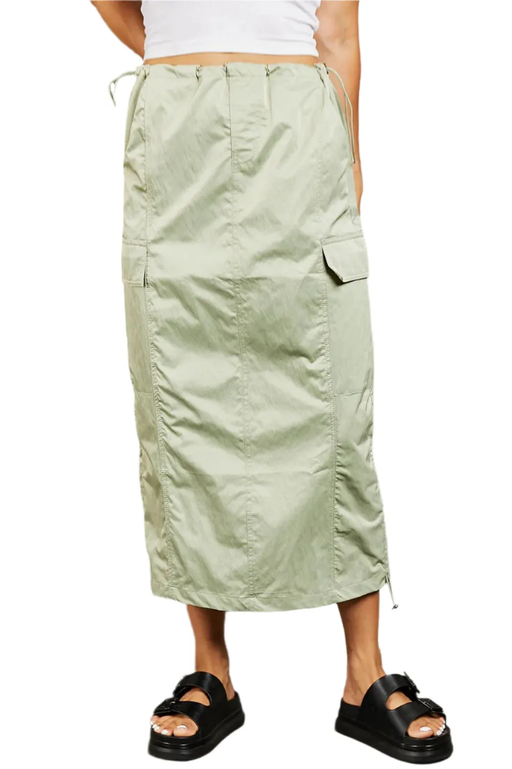 HYFVE Just In Time High Waisted Cargo Midi Skirt