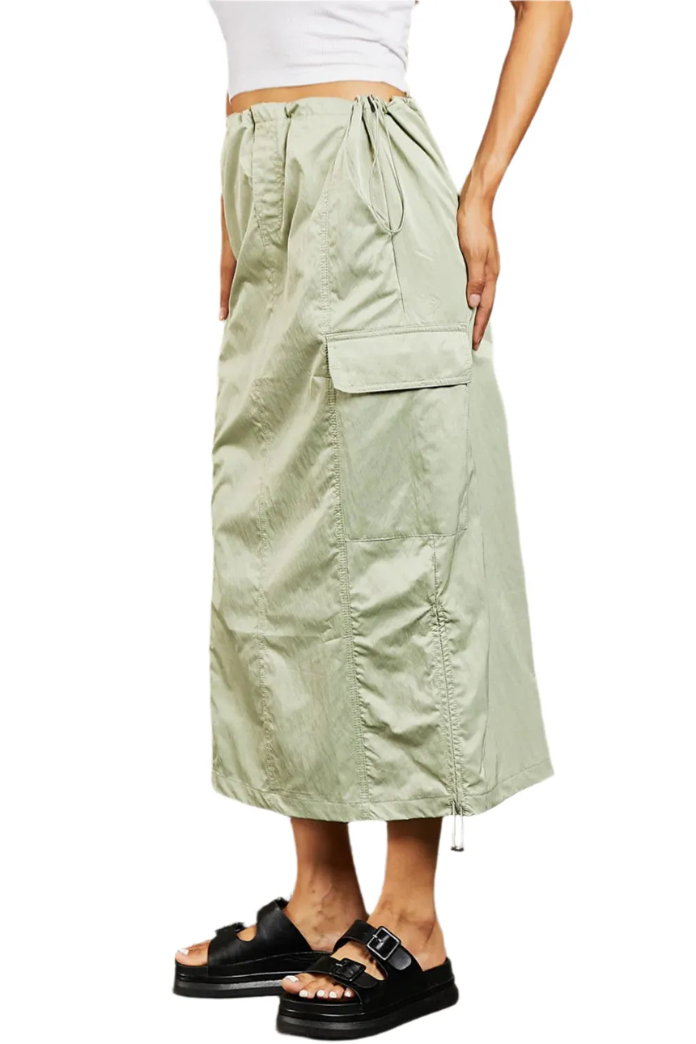 HYFVE Just In Time High Waisted Cargo Midi Skirt