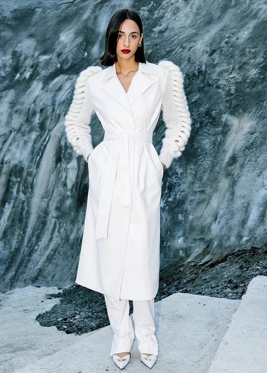 Ivory Statement Sleeves Trench