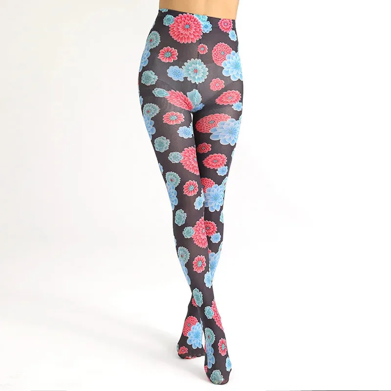 Japanese Harajuku Style Tattoo Print Velvet Tights