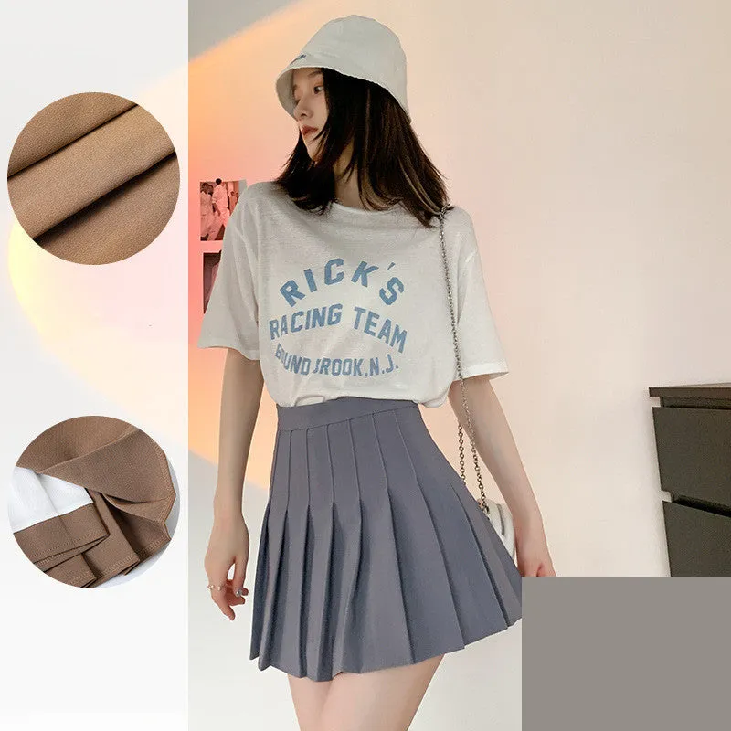 Japanese High Waist Pleated Summer Skirt