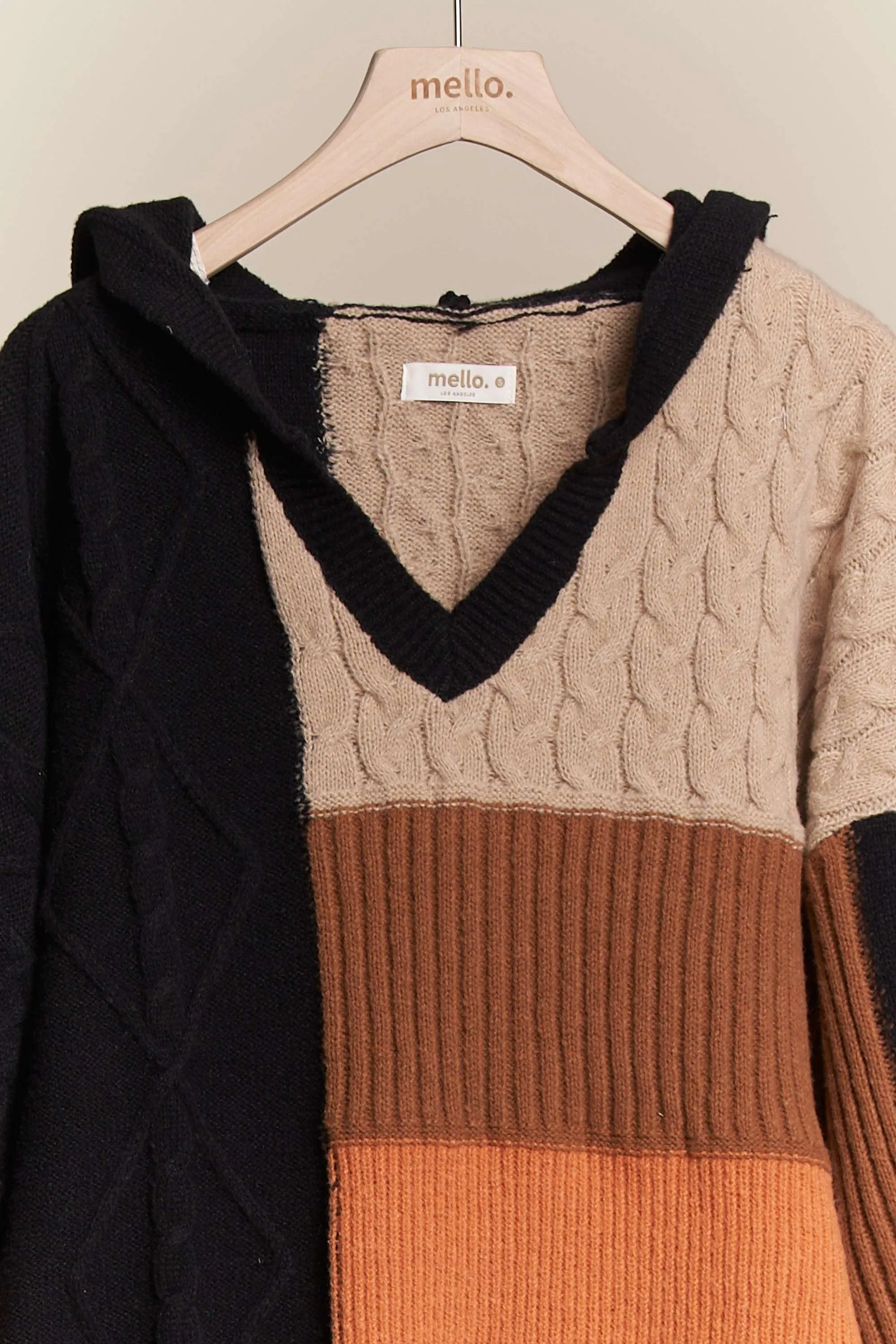 Joanna Hooded Oversized Color Block Sweater