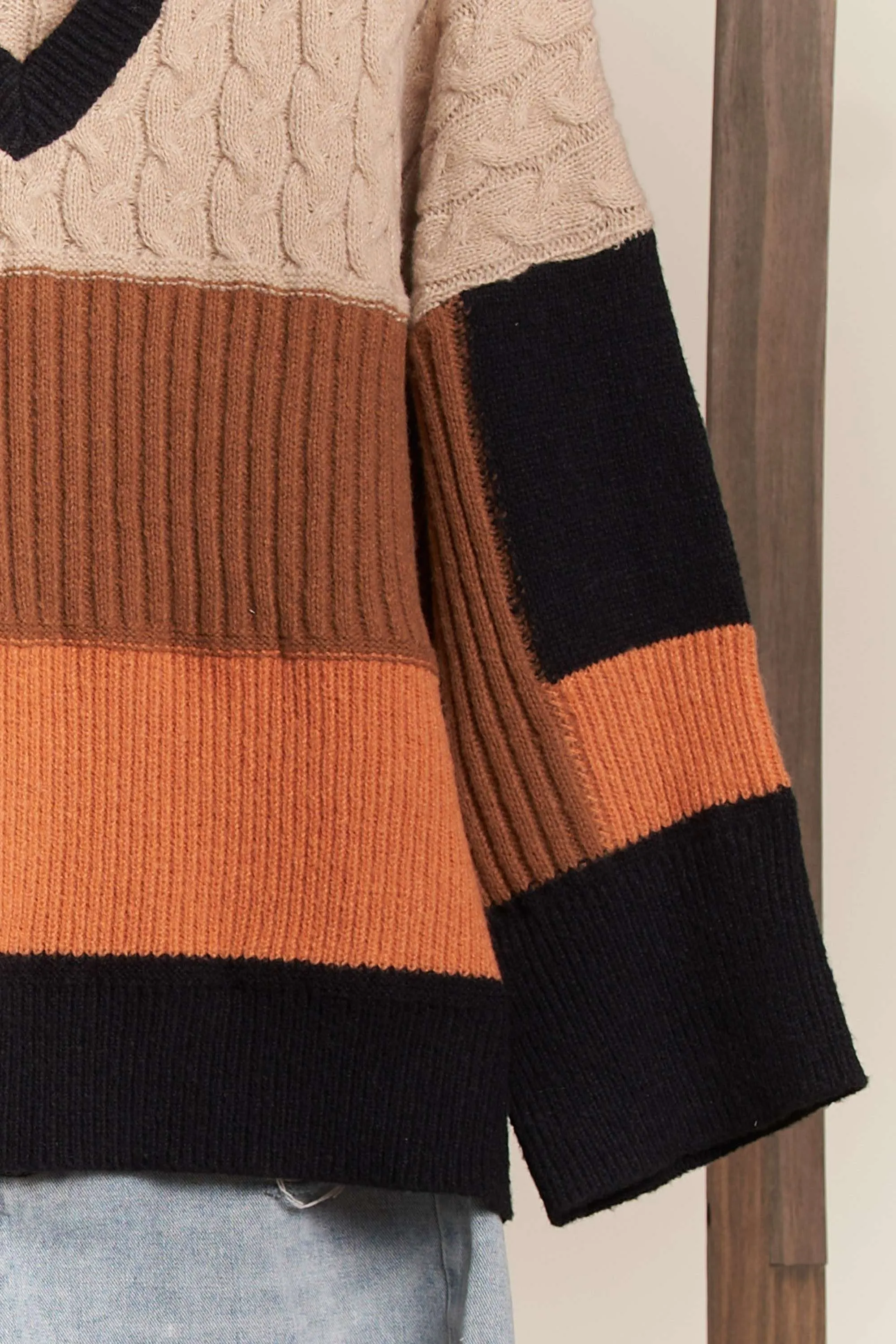 Joanna Hooded Oversized Color Block Sweater