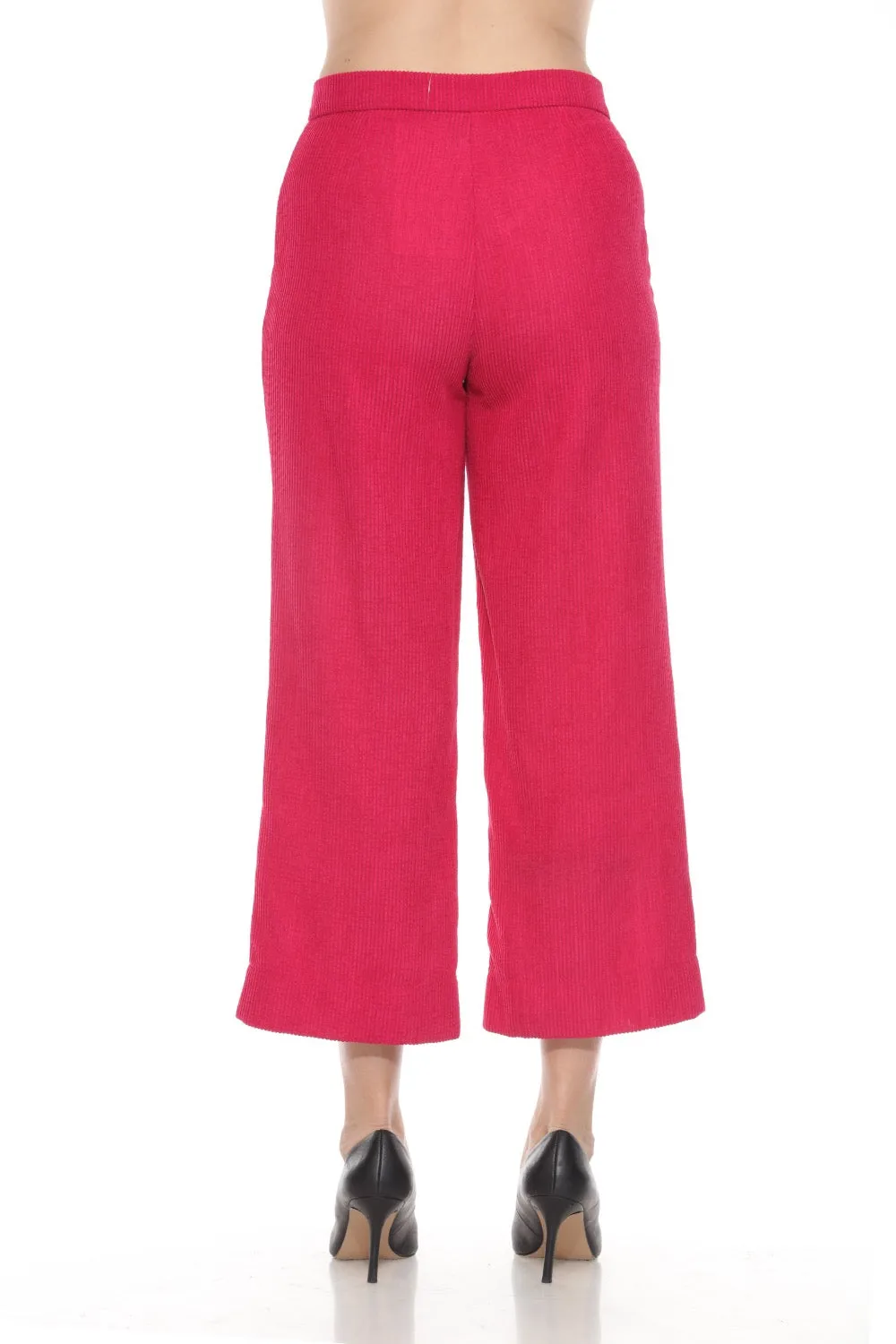 Joseph Ribkoff Pink Punch Corduroy Cropped Wide Leg Pants 243295