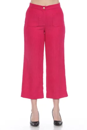 Joseph Ribkoff Pink Punch Corduroy Cropped Wide Leg Pants 243295