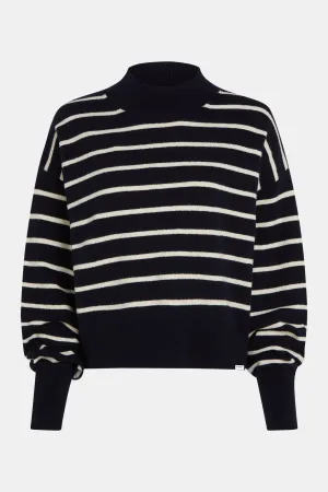 JUMPER STRIPE (W24B300LTD) NAVY - CREAM