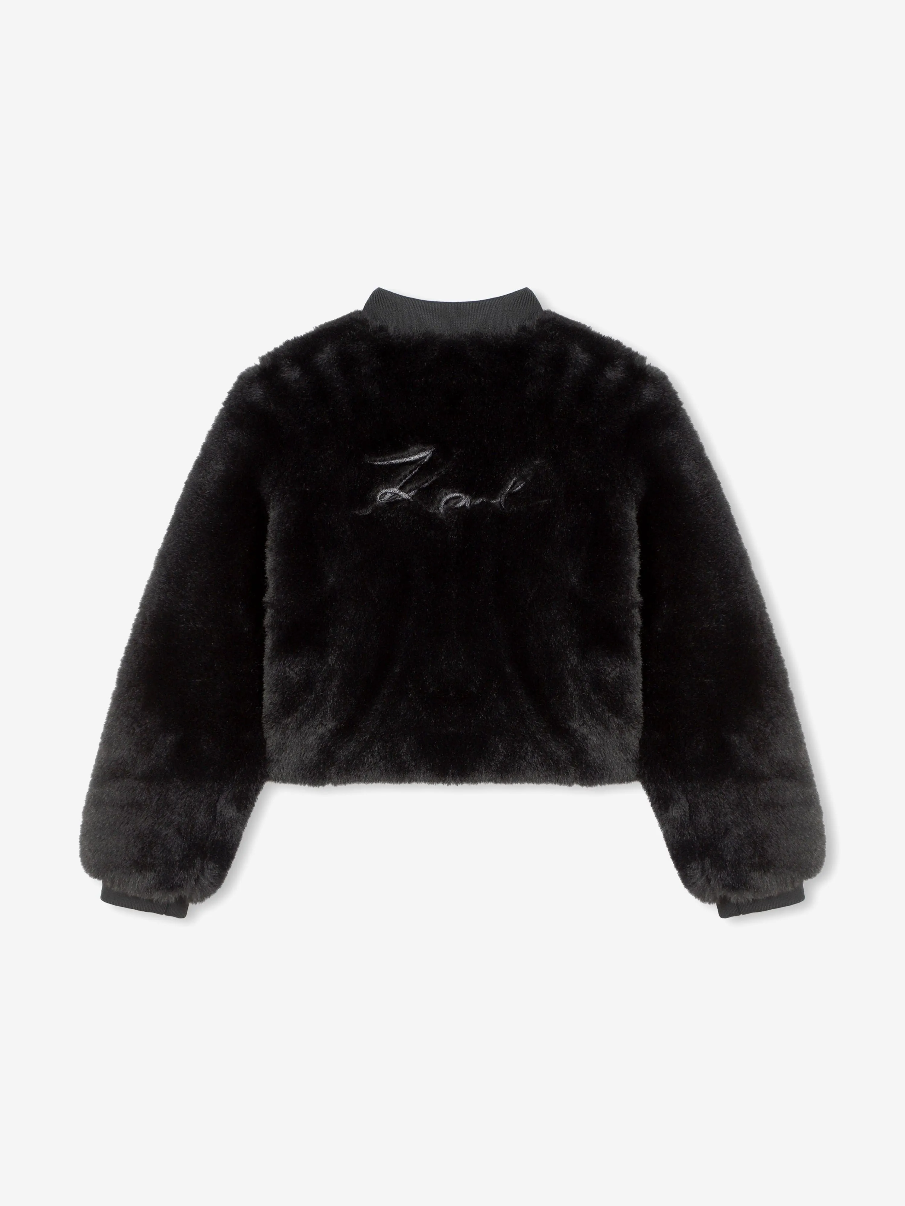 Karl Lagerfeld Girls Faux Fur Jacket in Black