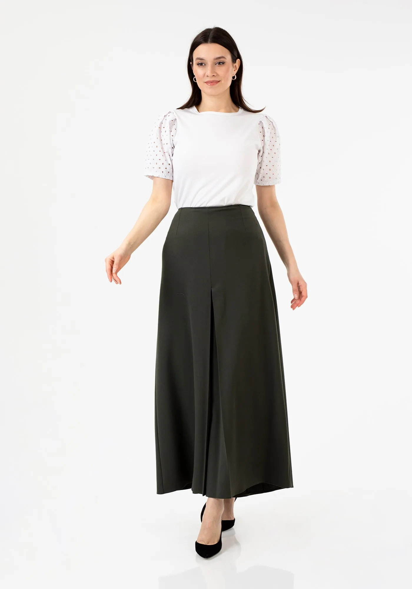 Khaki High Waisted Palazzo Pants