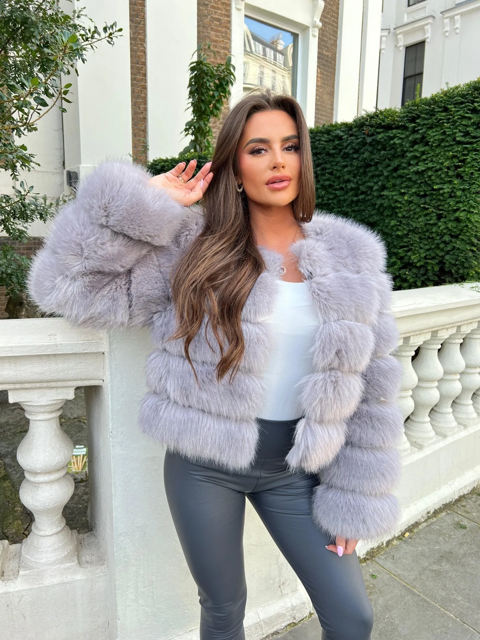 Light Grey Premium Faux Fur Jacket