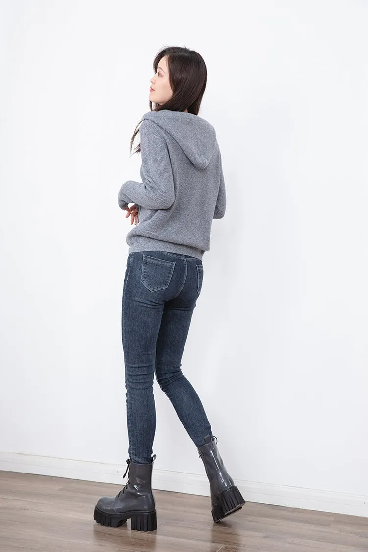 Light Grey wool Hooded Sweater