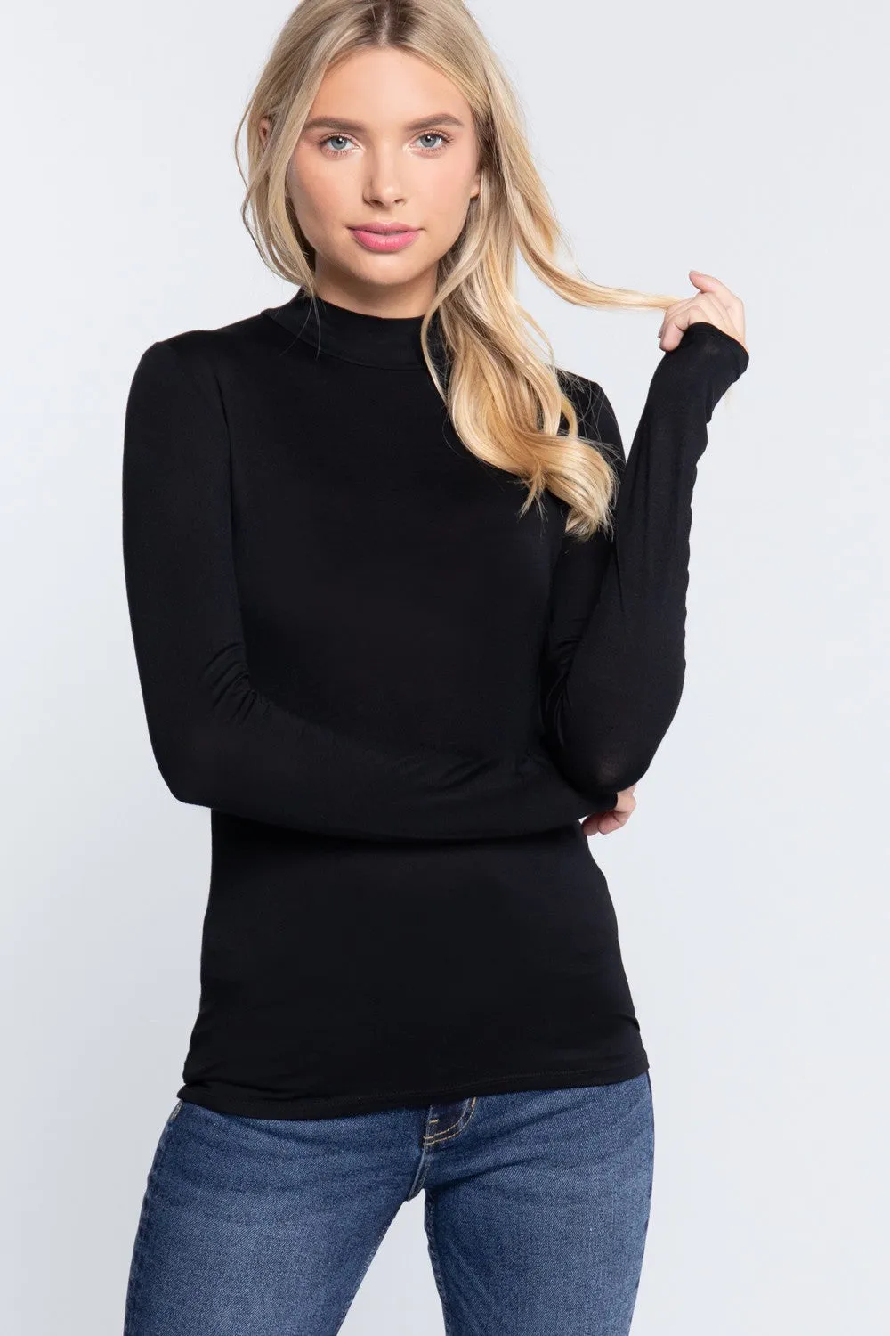 Lightweight Low Mock Neck Long Sleeve Collection