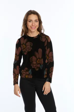 LIOR Long Sleeve Velvet Mesh Round Neck Top - "Paige"