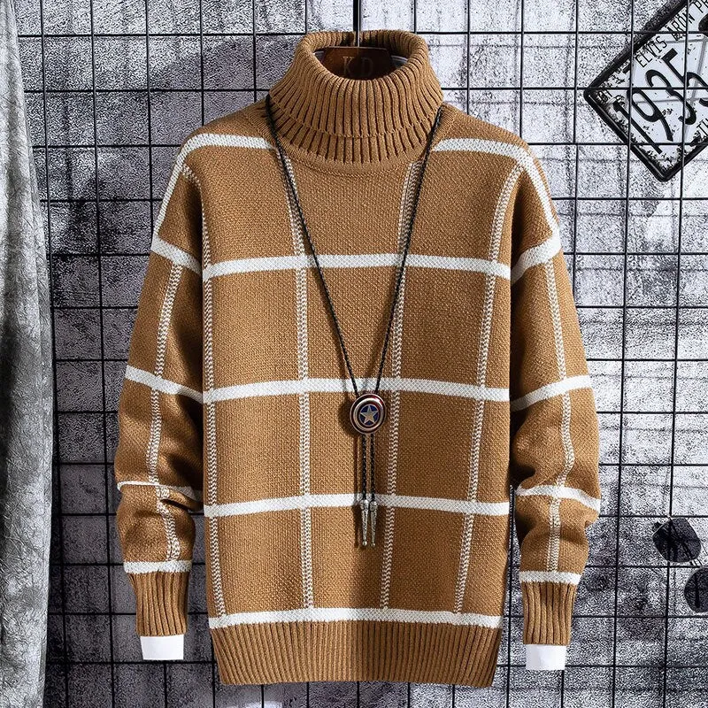 LMS Warm Plaid Turtleneck Sweaters