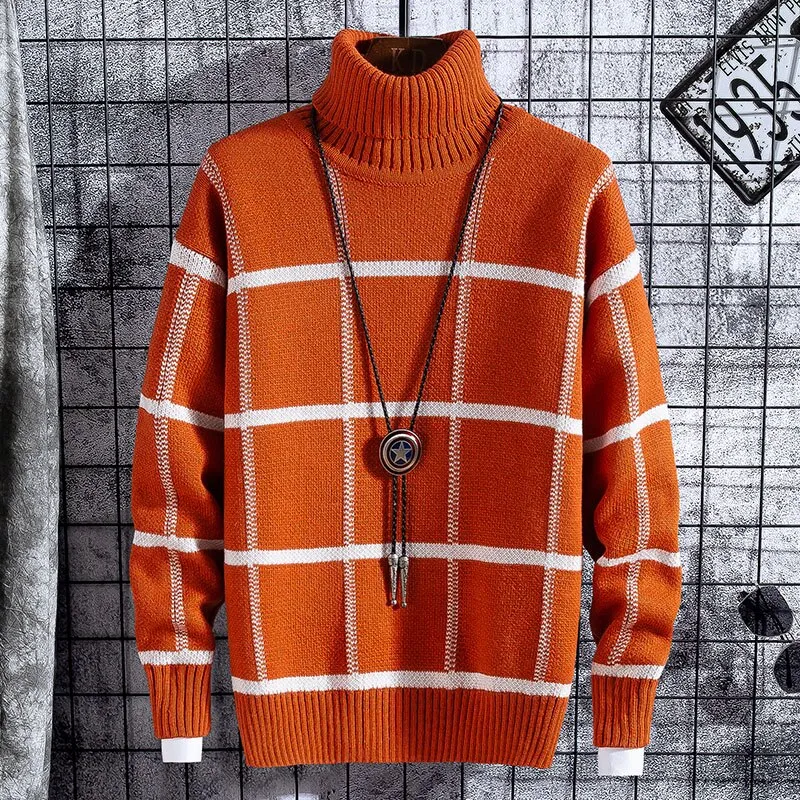 LMS Warm Plaid Turtleneck Sweaters