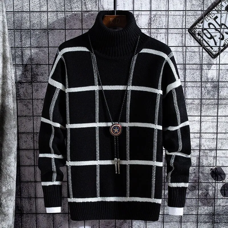 LMS Warm Plaid Turtleneck Sweaters