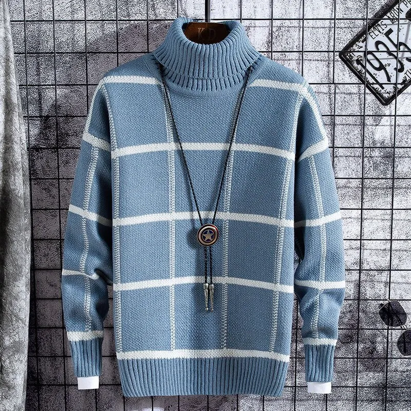 LMS Warm Plaid Turtleneck Sweaters