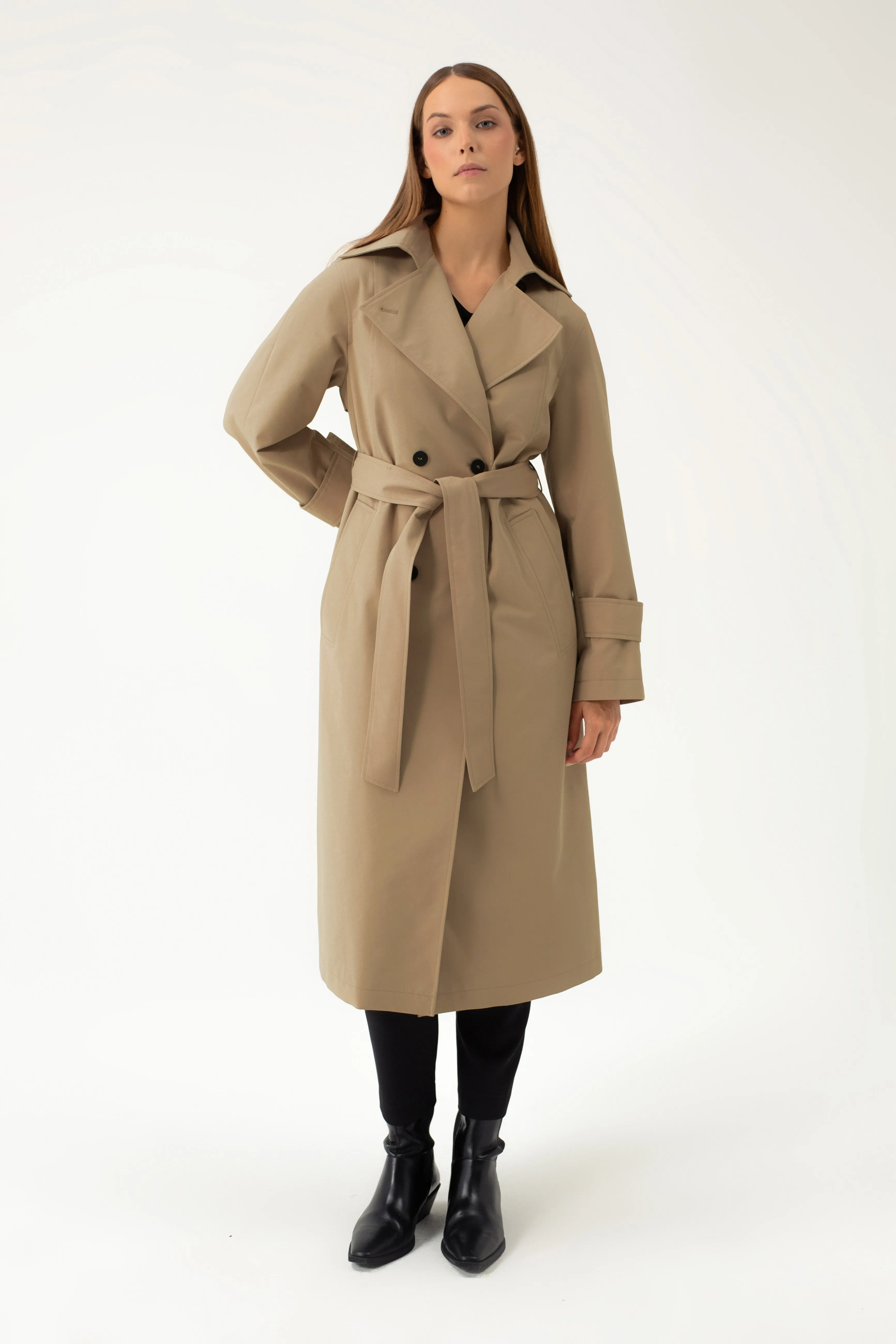 LONG BROWN TRENCH COAT