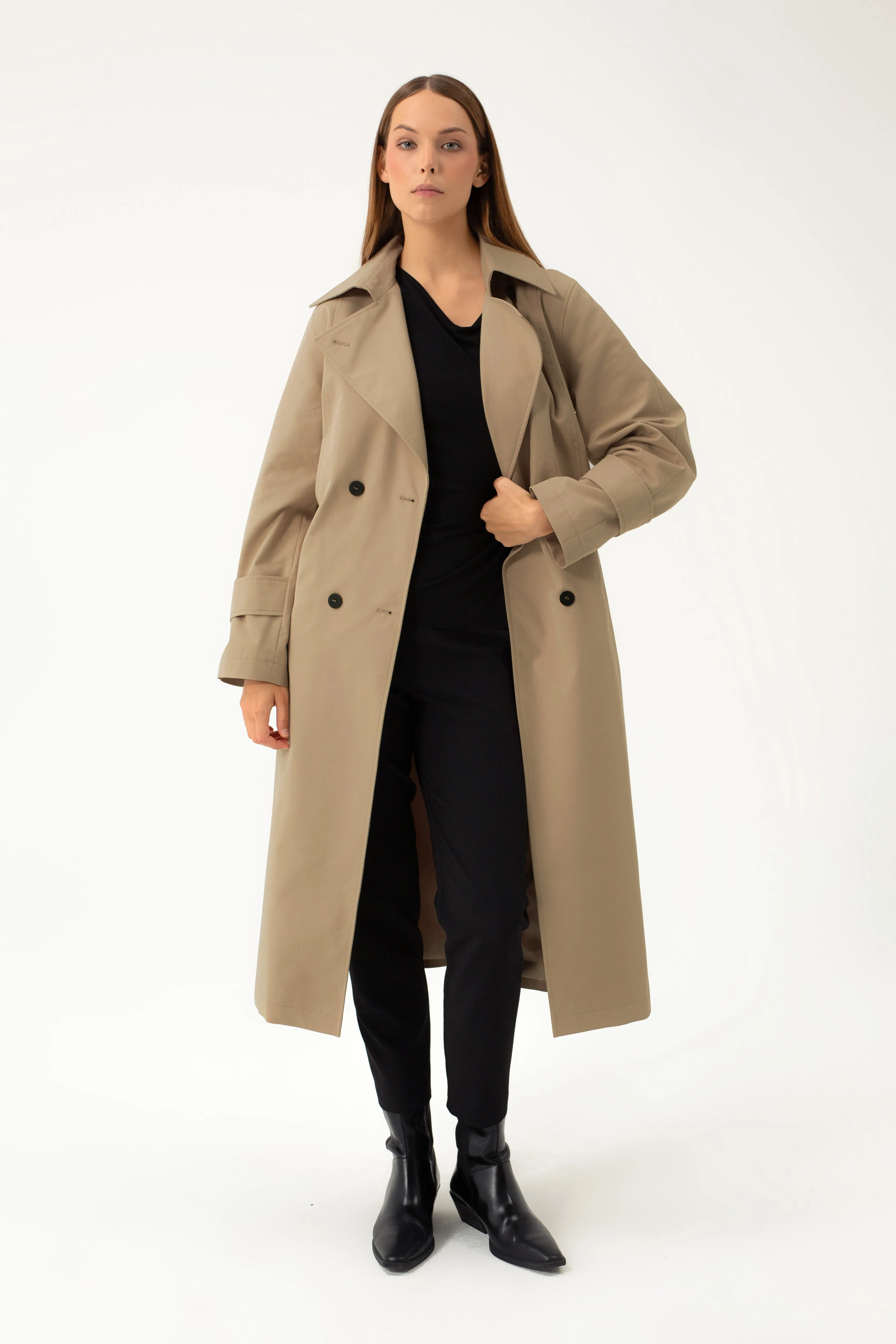 LONG BROWN TRENCH COAT