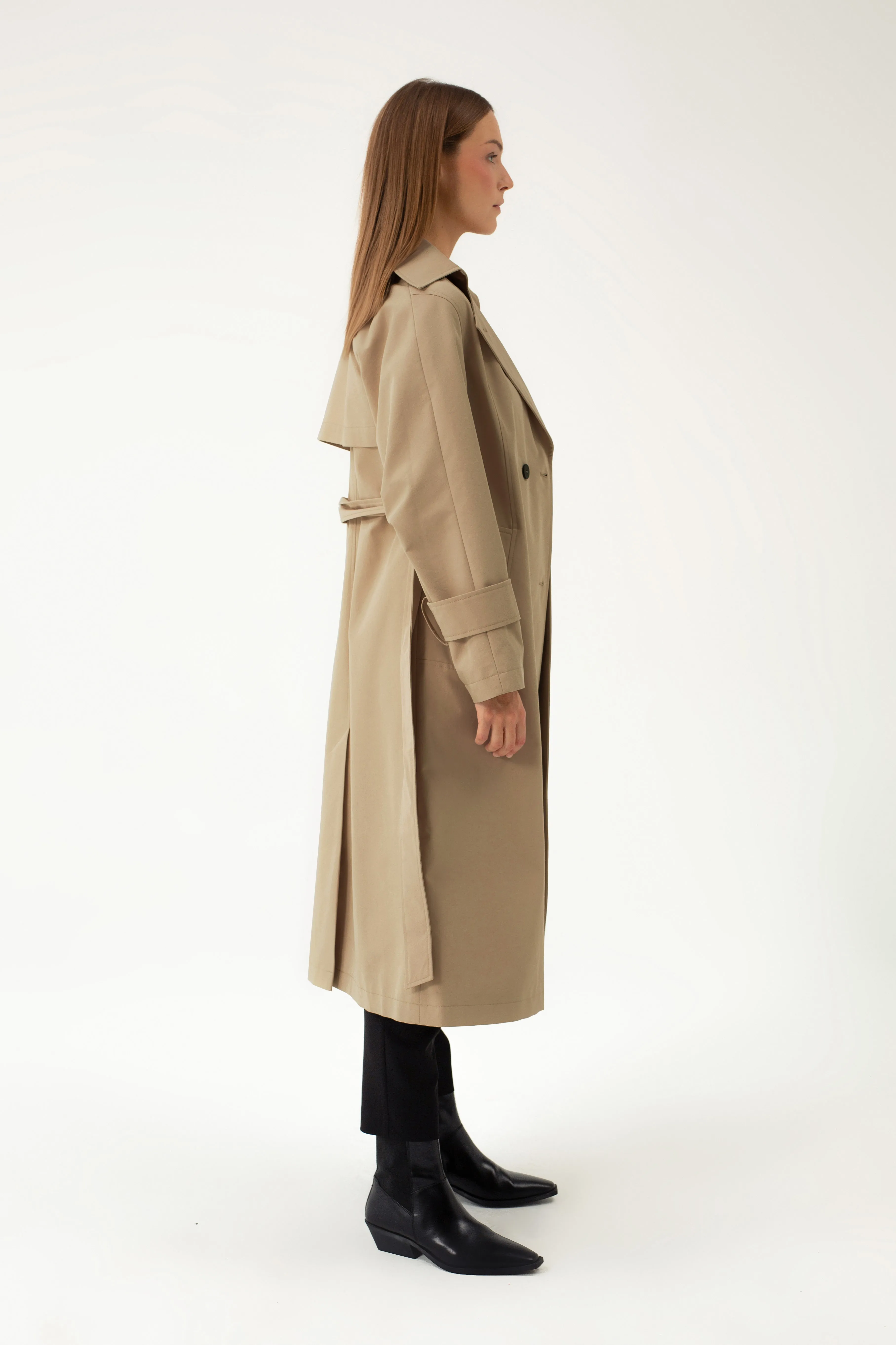 LONG BROWN TRENCH COAT