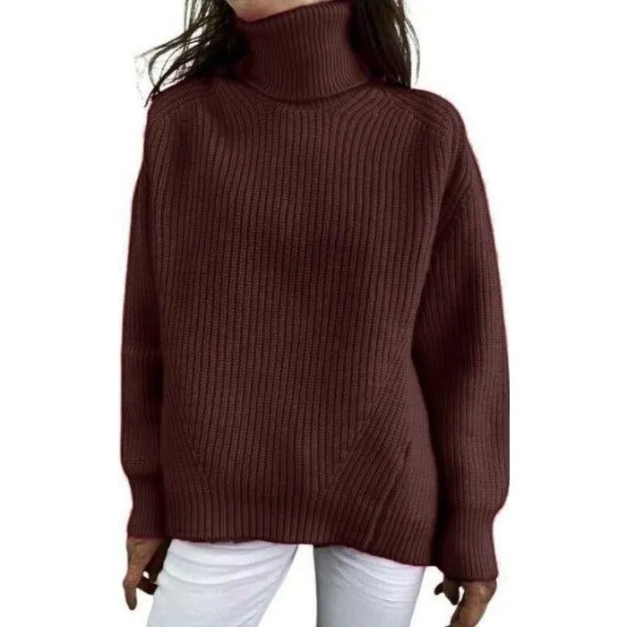 Long Sleeve Knitted Turtleneck Top