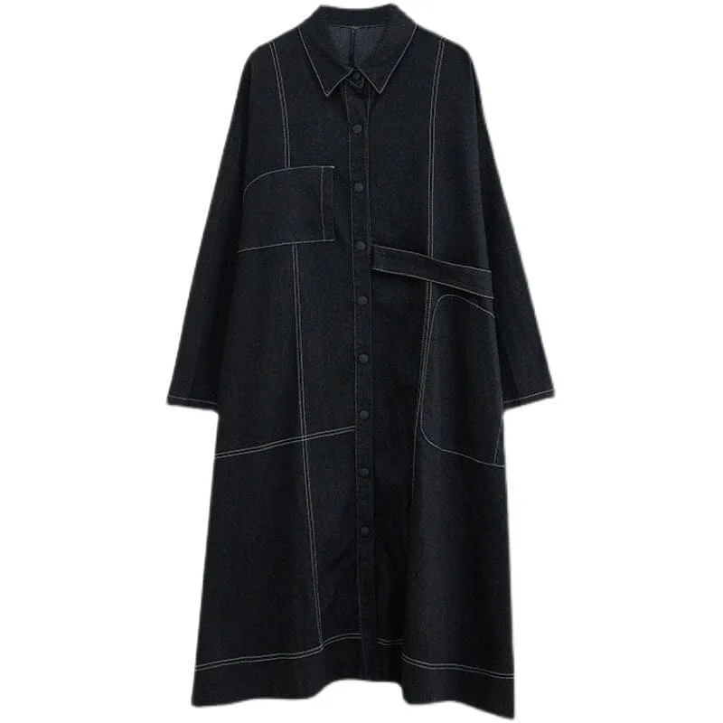 Loose Single Breasted Denim Trench Coat