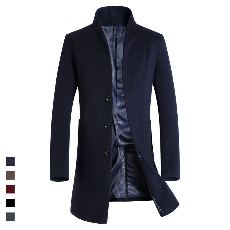 Men's casual woolen trench coat