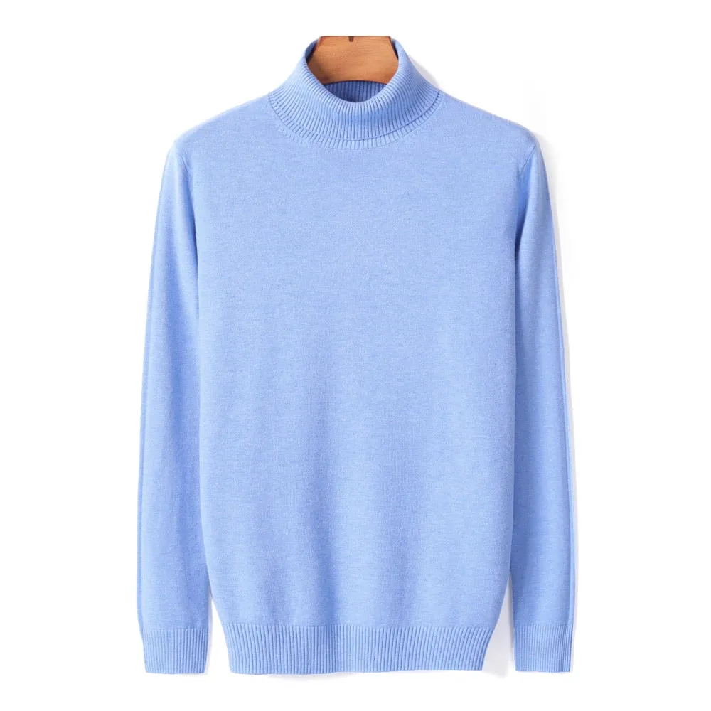 Men's Comfortable Solid Colour Turtleneck Knitted Sweater | Ideal for Autumn/Winter