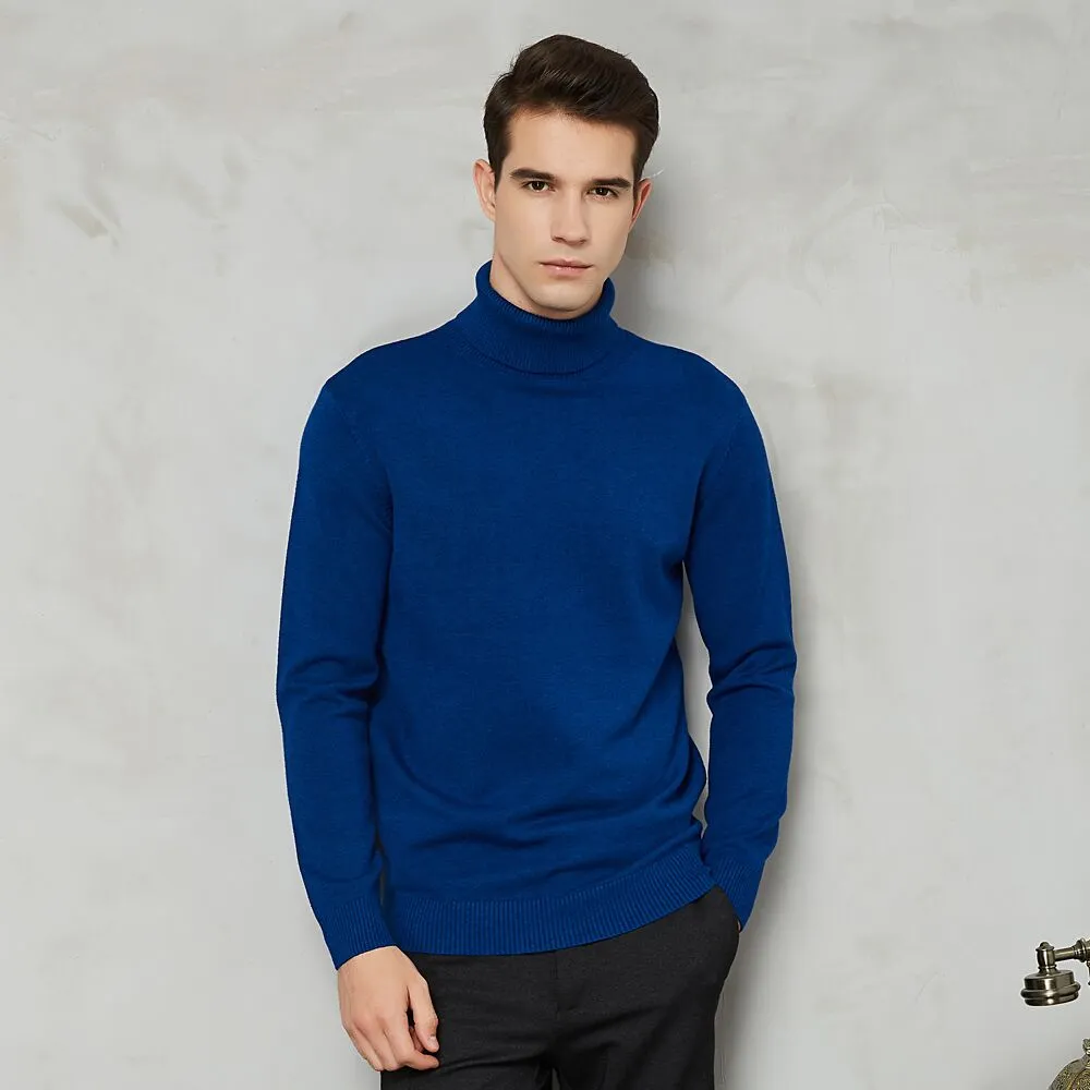 Men's Comfortable Solid Colour Turtleneck Knitted Sweater | Ideal for Autumn/Winter