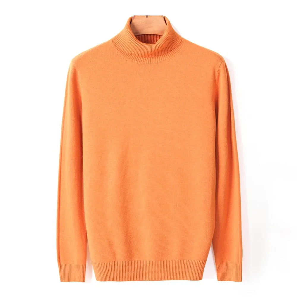 Men's Comfortable Solid Colour Turtleneck Knitted Sweater | Ideal for Autumn/Winter