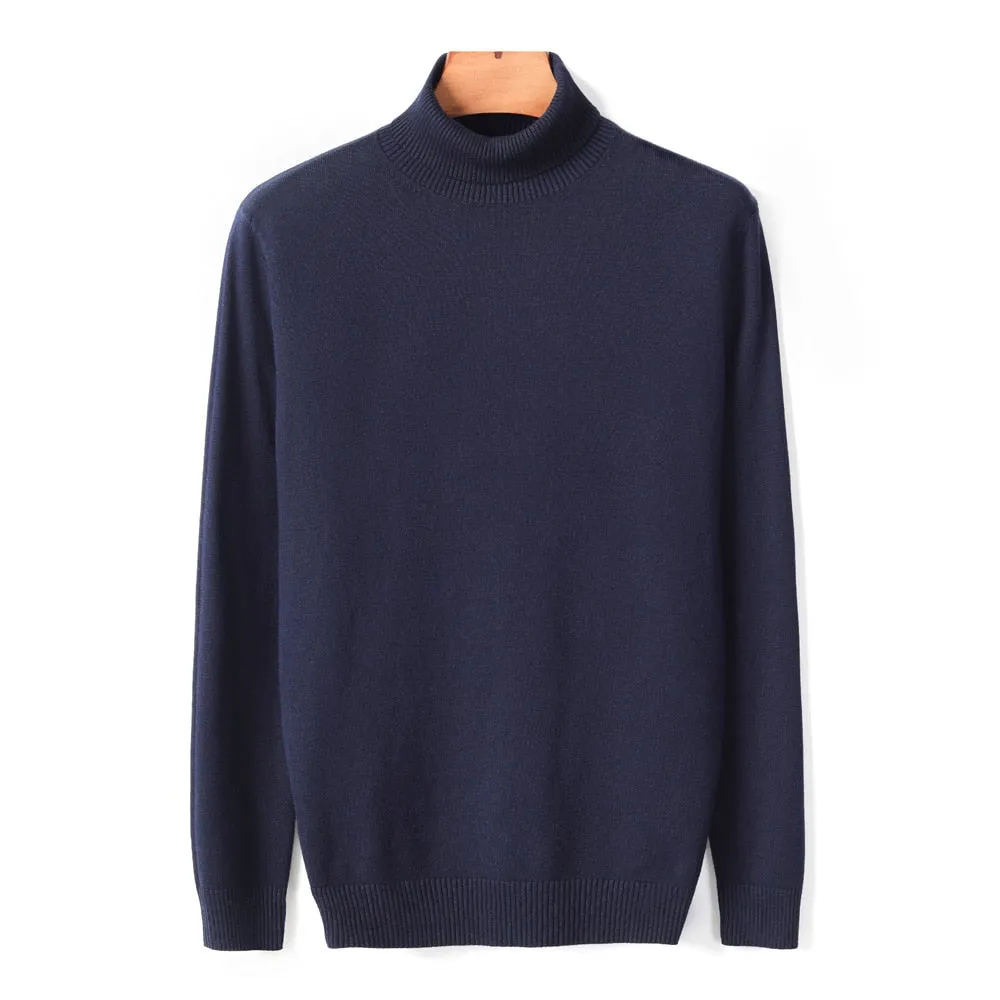 Men's Comfortable Solid Colour Turtleneck Knitted Sweater | Ideal for Autumn/Winter