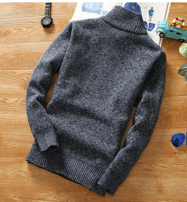 Men's Fleece Thicker Sweater Half Zipper Turtleneck Warm Pullover