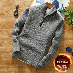 Men's Fleece Thicker Sweater Half Zipper Turtleneck Warm Pullover