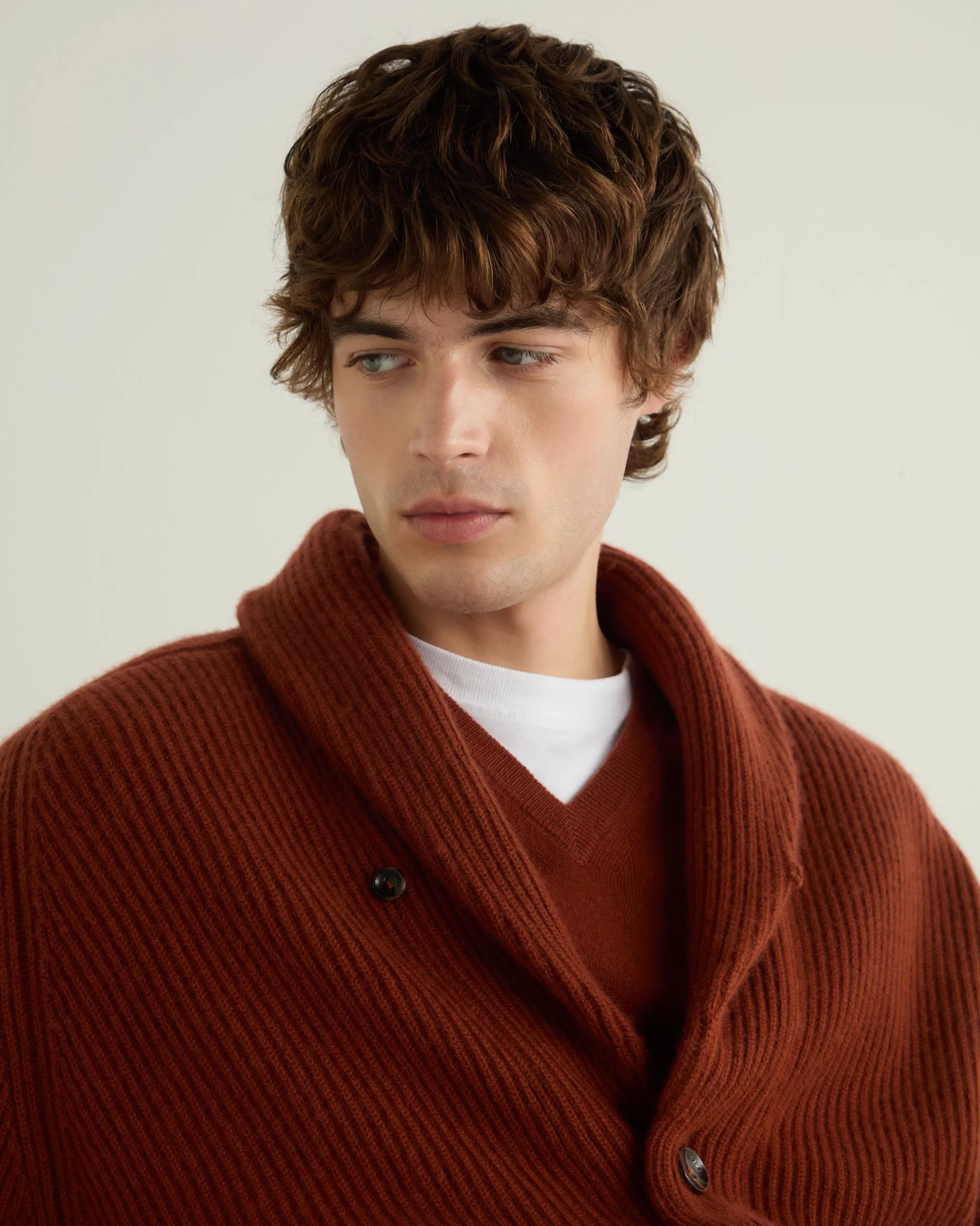 Men's Kensington Cashmere Cardigan Spice Orange