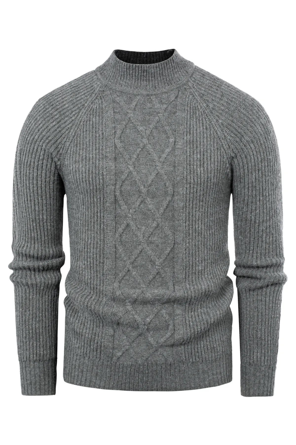 Men's Mock Neck Sweaters Casual Cable Twisted Knitted Pullover Sweaters