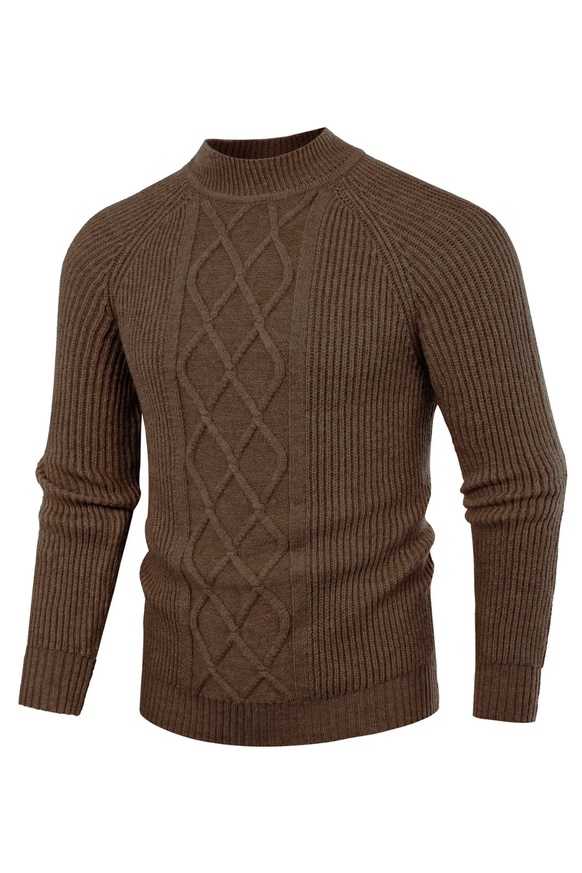 Men's Mock Neck Sweaters Casual Cable Twisted Knitted Pullover Sweaters