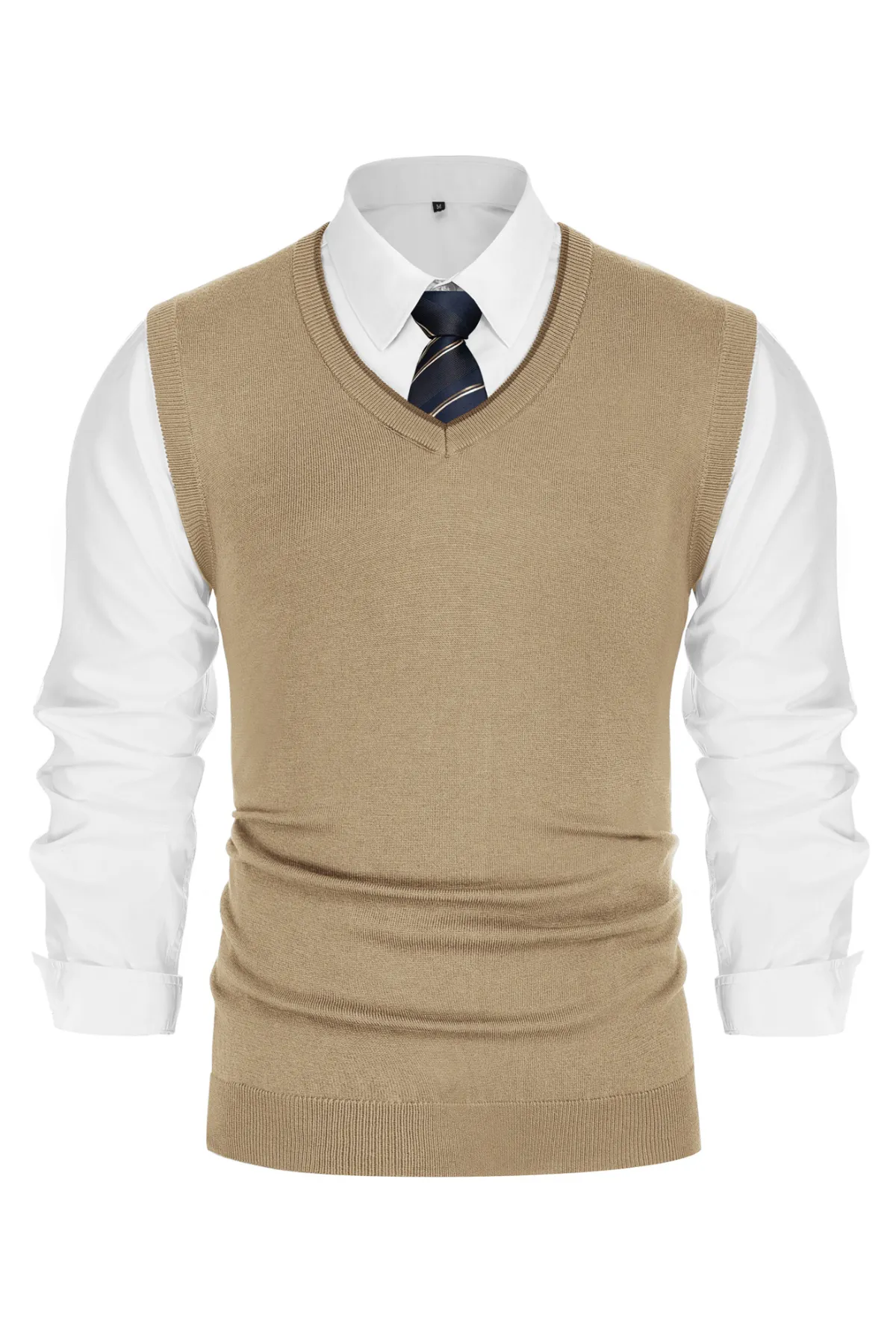 Men's Sweater Vest Wool Blended Knitted Vest Sweaters V-Neck Sleeveless Pullover Vest