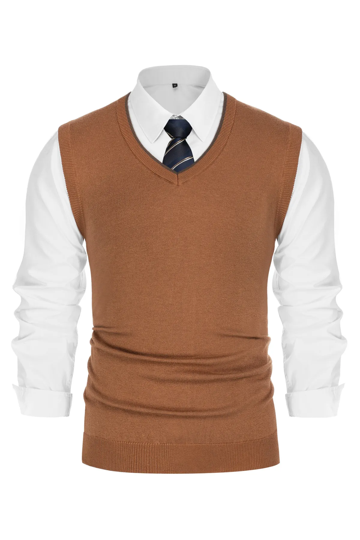 Men's Sweater Vest Wool Blended Knitted Vest Sweaters V-Neck Sleeveless Pullover Vest