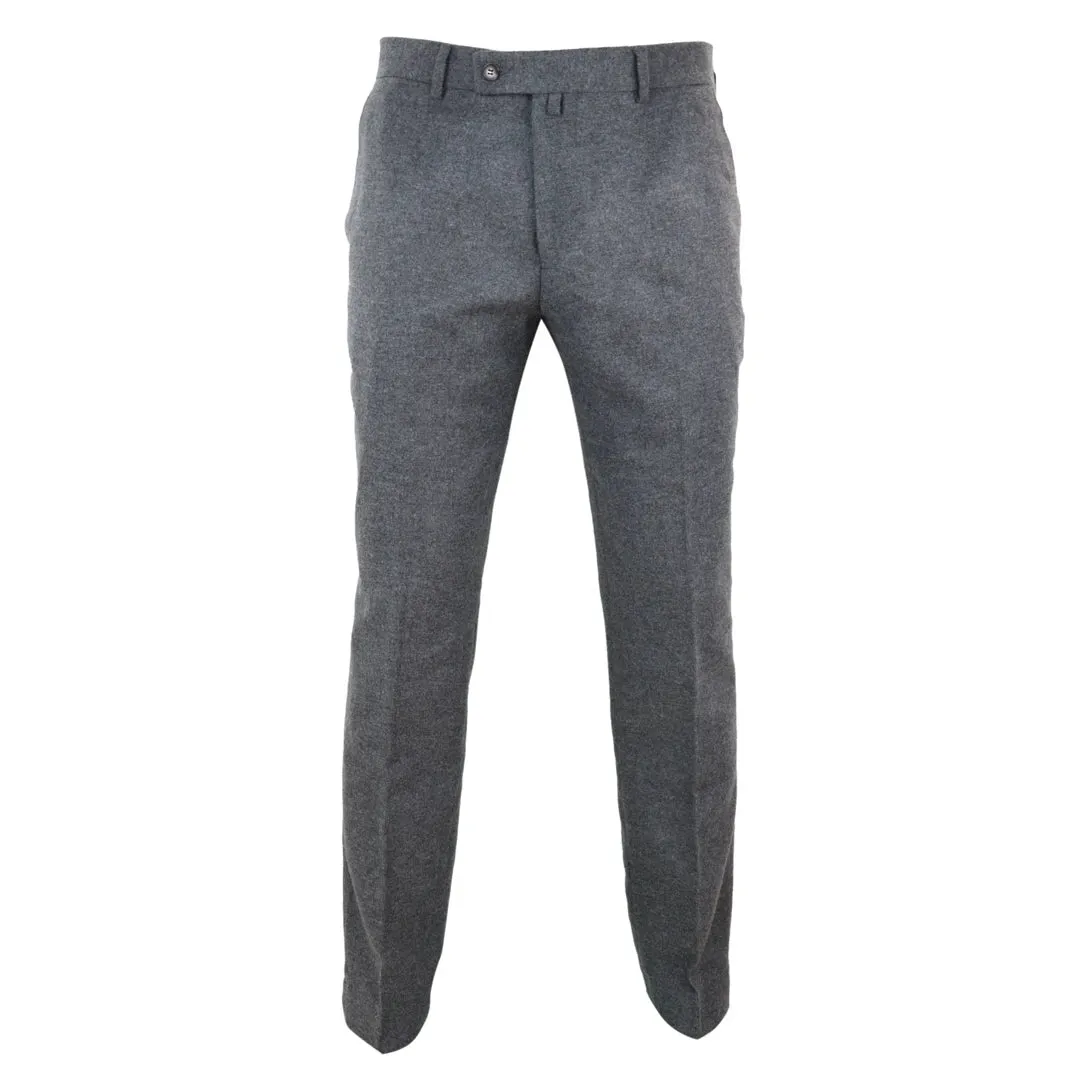 Men's Tweed Modern Fit Trousers Black Grey Blue